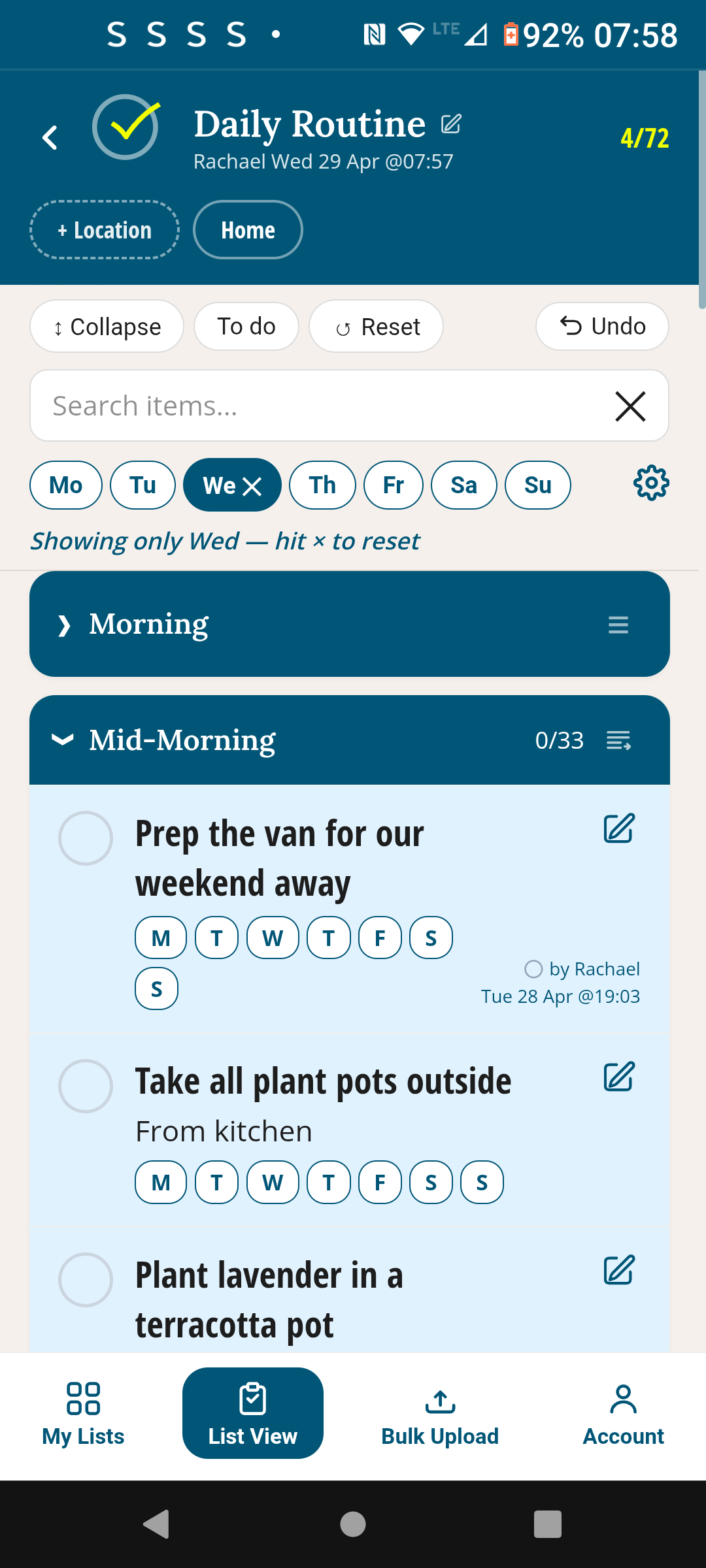 Routine before ticking — item unticked